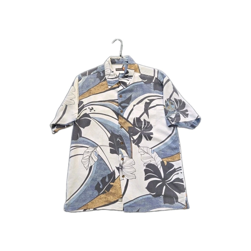 Vtg Quiksilver Waterman  Mens L Hawaiian Aloha shirt.LUAU & LONGBOARDS